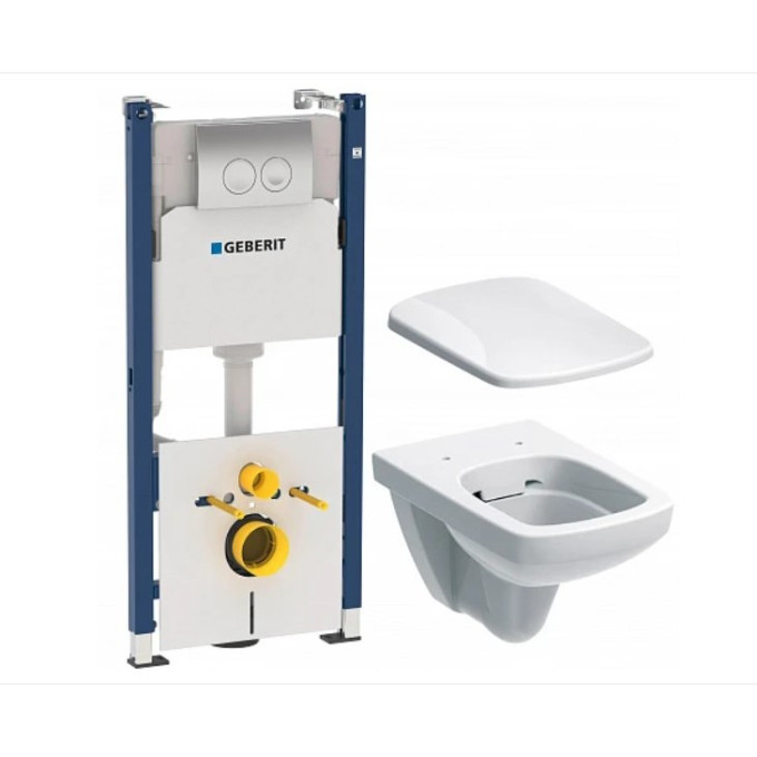 Комплект инсталляция GEBERIT SELNOVA SQUARE 458,121.SE.1 с подвесным унитазом и сиденьем микролифт